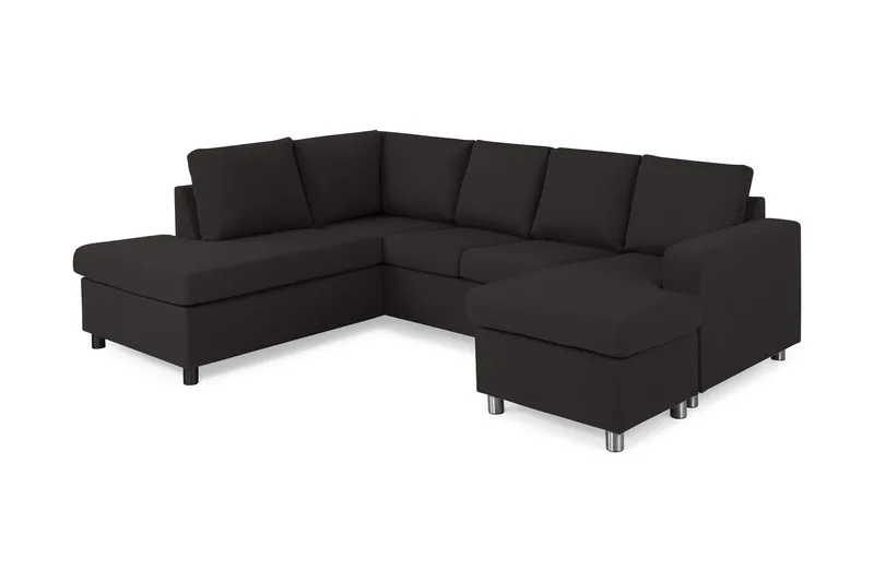 Crazy 4-seters Venstrevendt U-formet Large Sofa med Divan og Sjeselong i Stoff - Antrasitt - Møbler - Sofaer - U-sofa