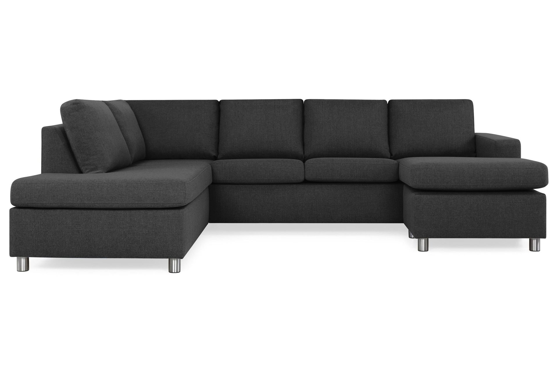 Crazy 4-seters Venstrevendt U-formet Large Sofa med Divan og Sjeselong i Stoff - Antrasitt