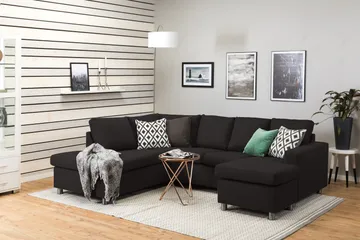 Crazy 4-seters Venstrevendt U-formet Large Sofa med Divan og Sjeselong i Stoff - Antrasitt - Møbler - Sofaer - U-sofa
