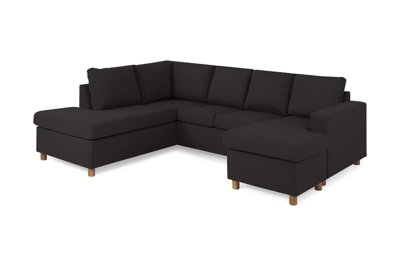 Crazy 4-seters Venstrevendt U-formet Large Sofa med Divan og Sjeselong i Stoff - Antrasitt - Møbler - Sofaer - U-sofa