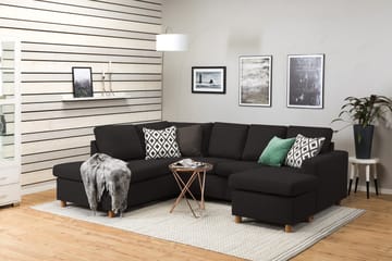 Crazy 4-seters Venstrevendt U-formet Large Sofa med Divan og Sjeselong i Stoff - Antrasitt - Møbler - Sofaer - U-sofa