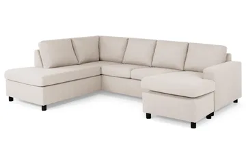 Crazy 4-seters Venstrevendt U-formet Large Sofa med Divan og Sjeselong i Stoff - Beige - Møbler - Sofaer - U-sofa