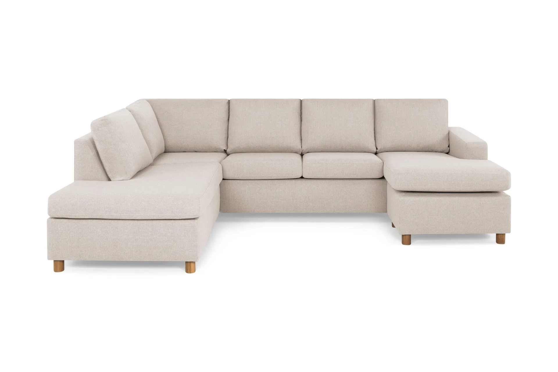 Crazy 4-seters Venstrevendt U-formet Large Sofa med Divan og Sjeselong i Stoff - Beige