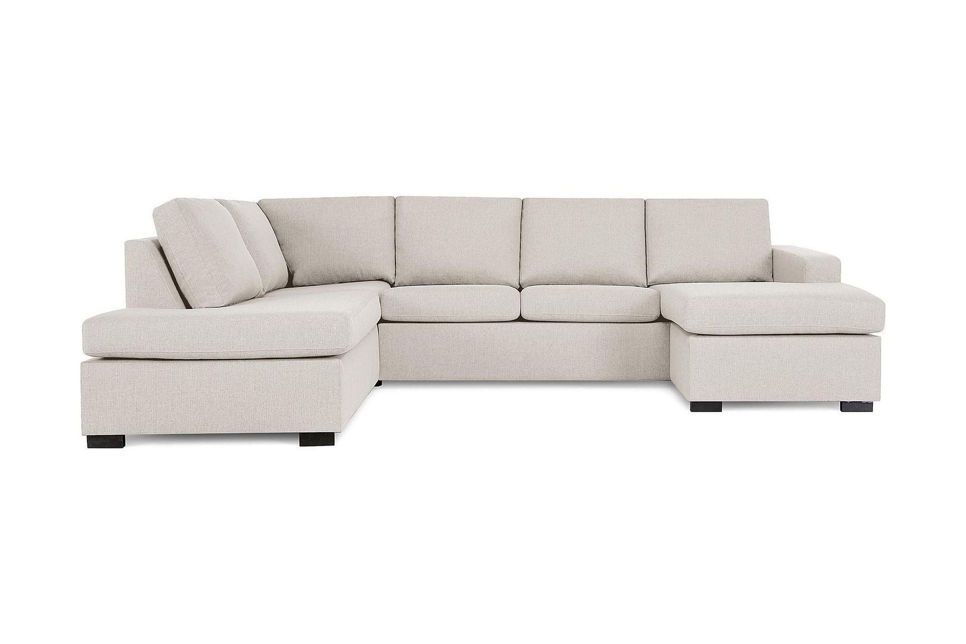 Crazy 4-seters Venstrevendt U-formet Large Sofa med Divan og Sjeselong i Stoff - Beige