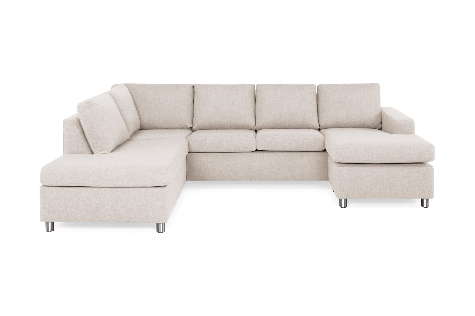 Crazy 4-seters Venstrevendt U-formet Large Sofa med Divan og Sjeselong i Stoff - Beige