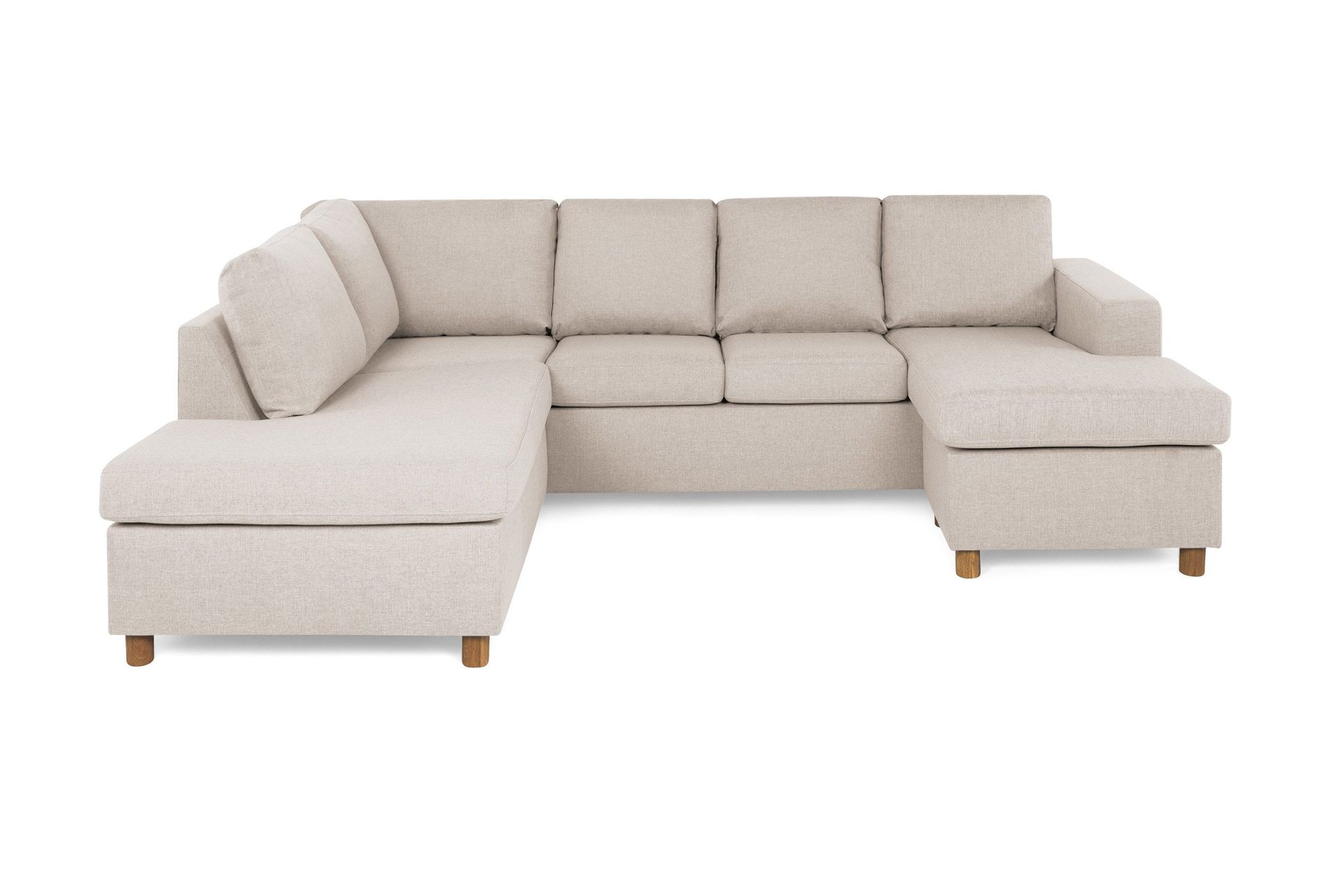 Crazy 4-seters Venstrevendt U-formet Large Sofa med Divan og Sjeselong i Stoff - Beige