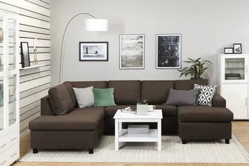 Crazy 4-seters Venstrevendt U-formet Large Sofa med Divan og Sjeselong i Stoff - Brun - Møbler - Sofaer - U-sofa