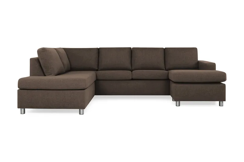 Crazy 4-seters Venstrevendt U-formet Large Sofa med Divan og Sjeselong i Stoff, Brun