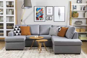 Crazy 4-seters Venstrevendt U-formet Large Sofa med Divan og Sjeselong i Stoff - Grå - Møbler - Sofaer - U-sofa