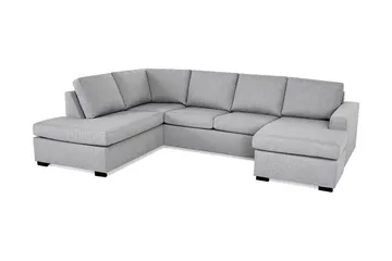 Crazy 4-seters Venstrevendt U-formet Large Sofa med Divan og Sjeselong i Stoff - Grå - Møbler - Sofaer - U-sofa