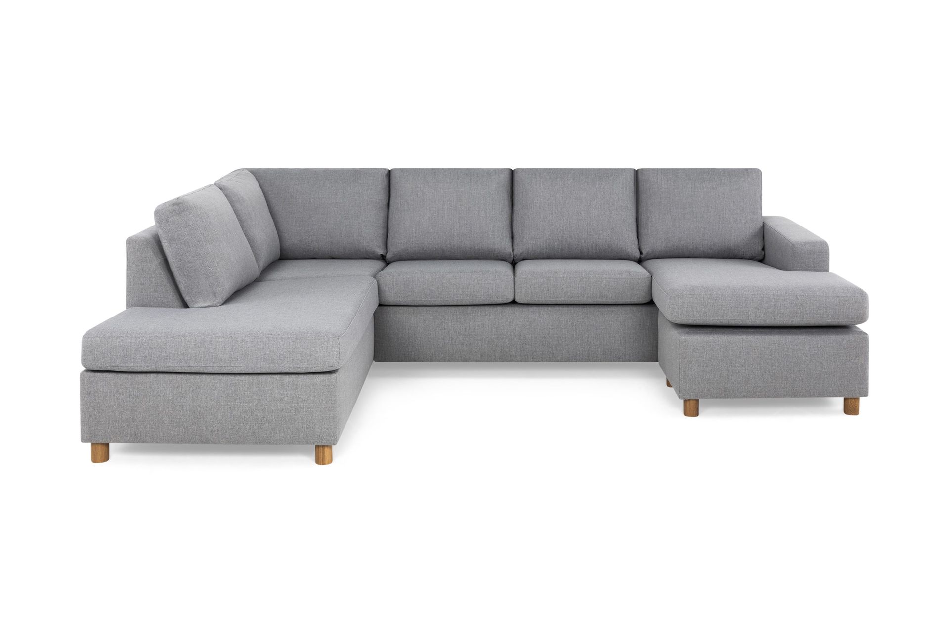 Crazy 4-seters Venstrevendt U-formet Large Sofa med Divan og Sjeselong i Stoff - Grå