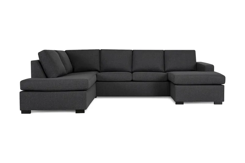Crazy 4-seters Venstrevendt U-formet Large Sofa med Divan og Sjeselong i Stoff, Mørkegrå