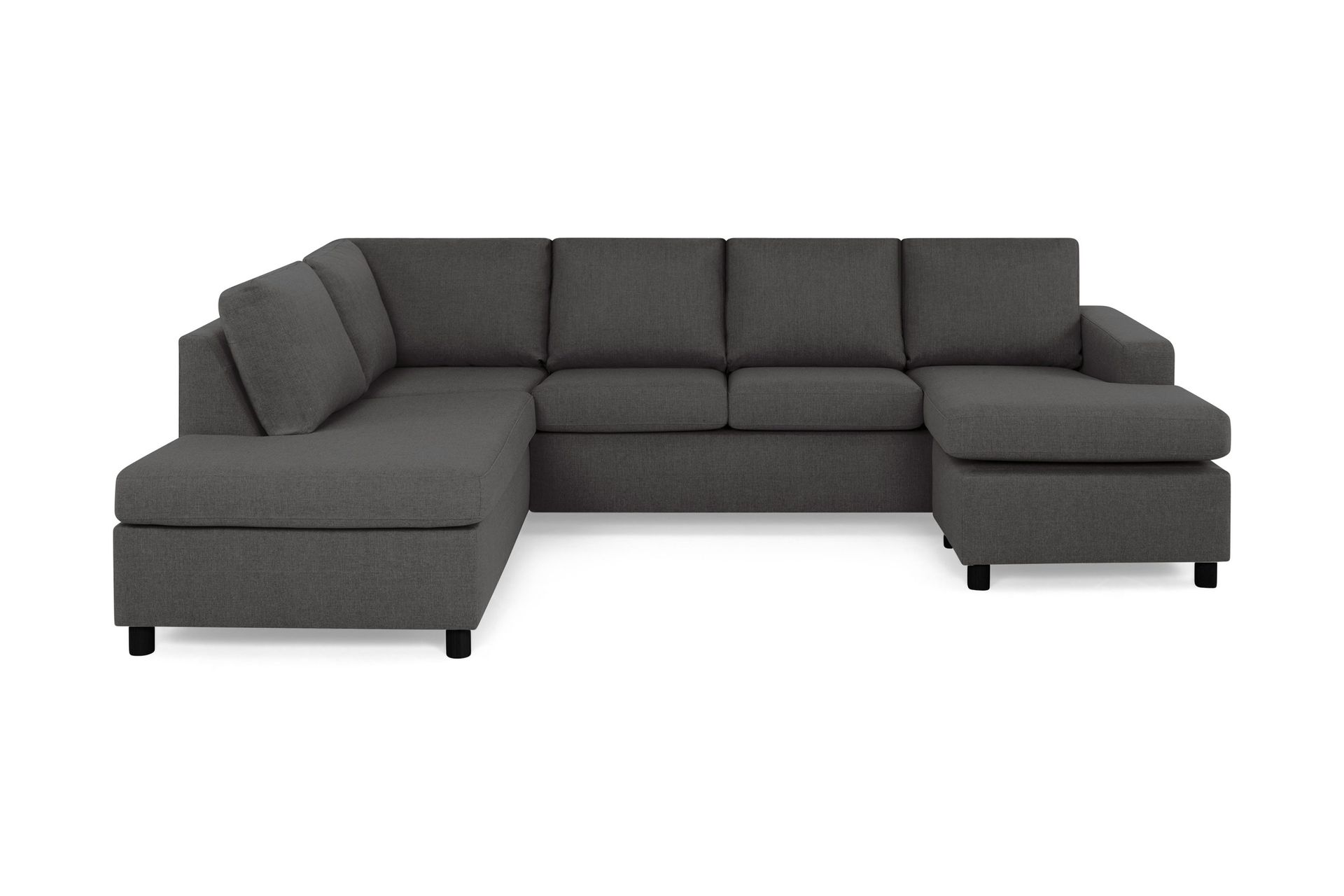 Crazy 4-seters Venstrevendt U-formet Large Sofa med Divan og Sjeselong i Stoff - Mørkegrå