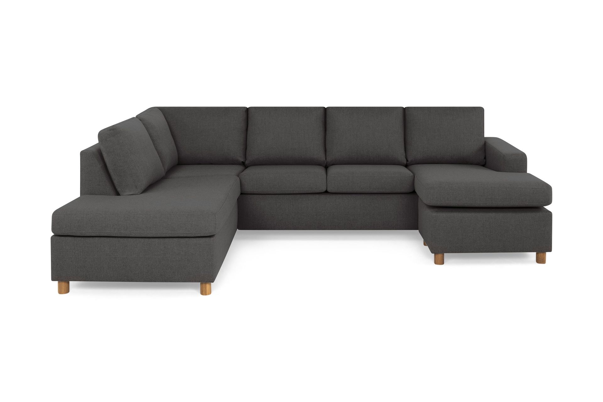 Crazy 4-seters Venstrevendt U-formet Large Sofa med Divan og Sjeselong i Stoff - Mørkegrå
