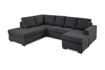 Crazy 4-seters Venstrevendt U-formet Small Sofa med Divan og Sjeselong i Stoff - Mørkegrå - Møbler - Sofaer - U-sofa