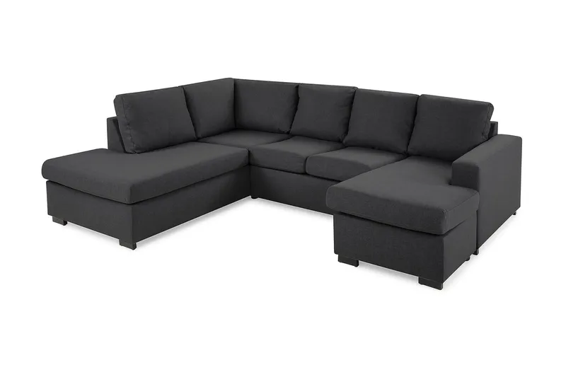 Crazy 4-seters Venstrevendt U-formet Small Sofa med Divan og Sjeselong i Stoff - Mørkegrå - Møbler - Sofaer - U-sofa