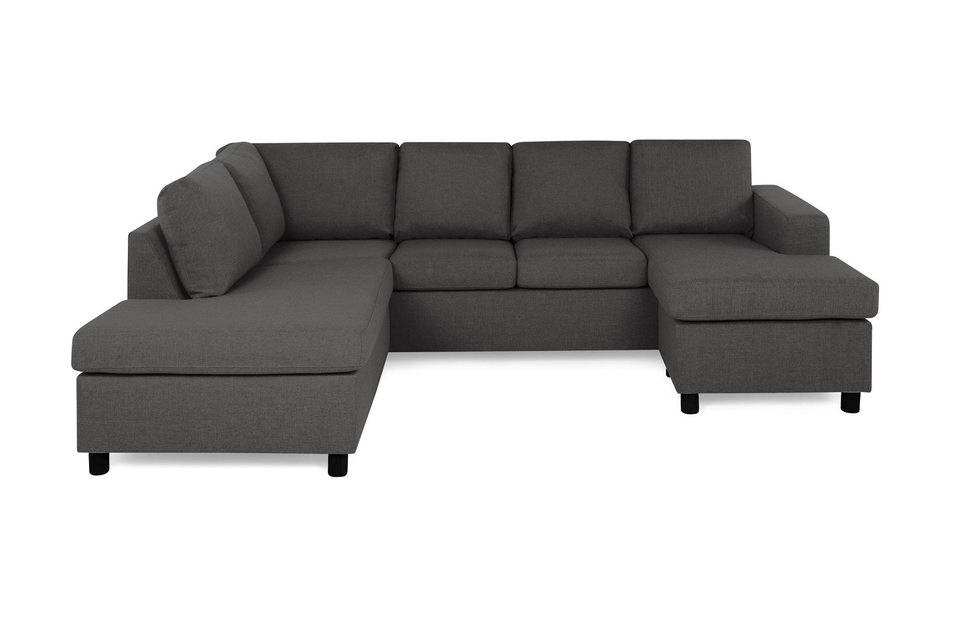 Crazy 4-seters Venstrevendt U-formet Small Sofa med Divan og Sjeselong i Stoff - Mørkegrå