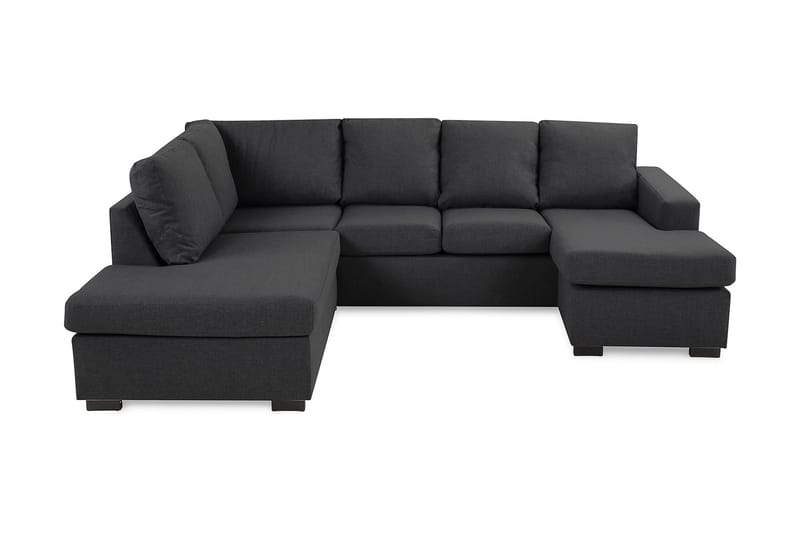 Crazy 4-seters Venstrevendt U-formet Small Sofa med Divan og Sjeselong i Stoff, Mørkegrå