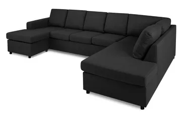 Crazy 5-seters Høyrevendt U-formet X-Large Sofa med Divan og Sjeselong i Stoff - Antrasitt - Møbler - Sofaer - U-sofa