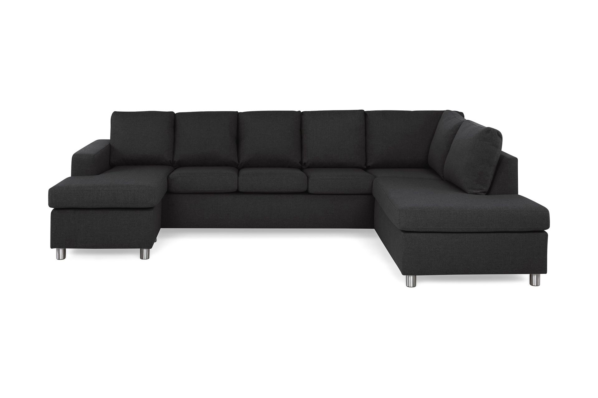 Crazy 5-seters Høyrevendt U-formet X-Large Sofa med Divan og Sjeselong i Stoff - Antrasitt