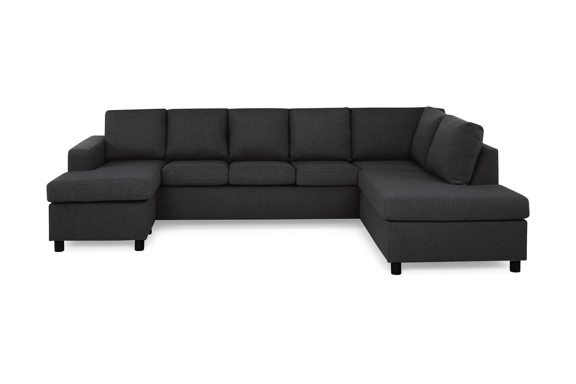 Crazy 5-seters Høyrevendt U-formet X-Large Sofa med Divan og Sjeselong i Stoff - Antrasitt