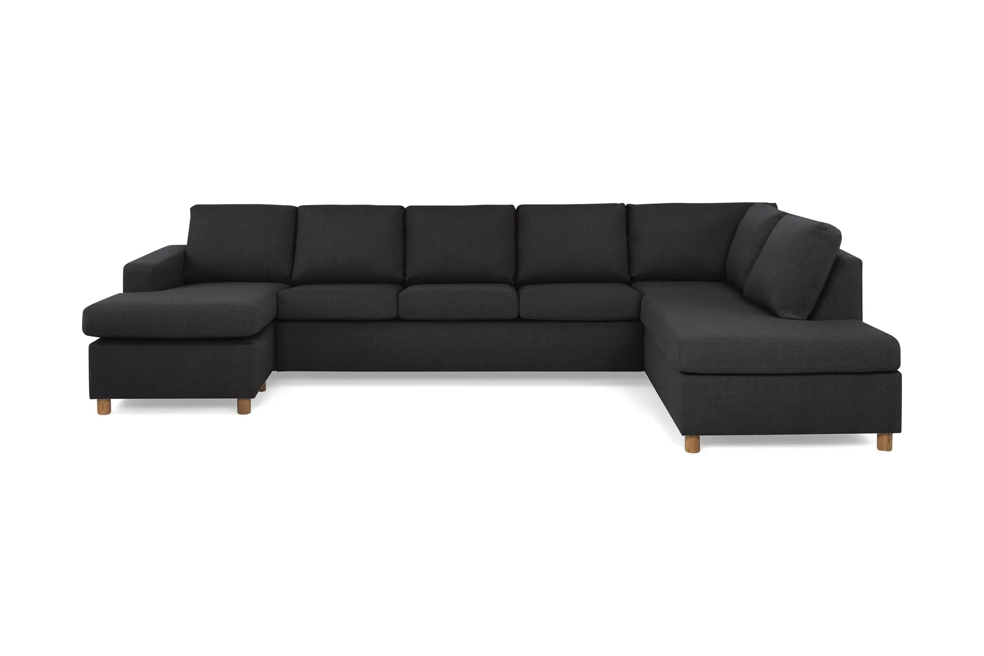 Crazy 5-seters Høyrevendt U-formet X-Large Sofa med Divan og Sjeselong i Stoff - Antrasitt