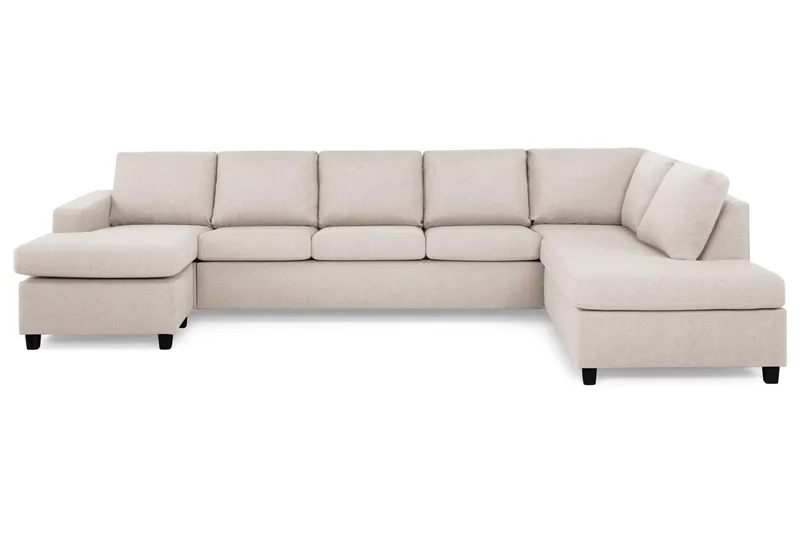 Crazy 5-seters Høyrevendt U-formet X-Large Sofa med Divan og Sjeselong i Stoff, Beige