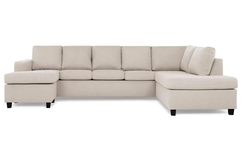 Crazy 5-seters Høyrevendt U-formet X-Large Sofa med Divan og Sjeselong i Stoff - Beige - Møbler - Sofaer - U-sofa