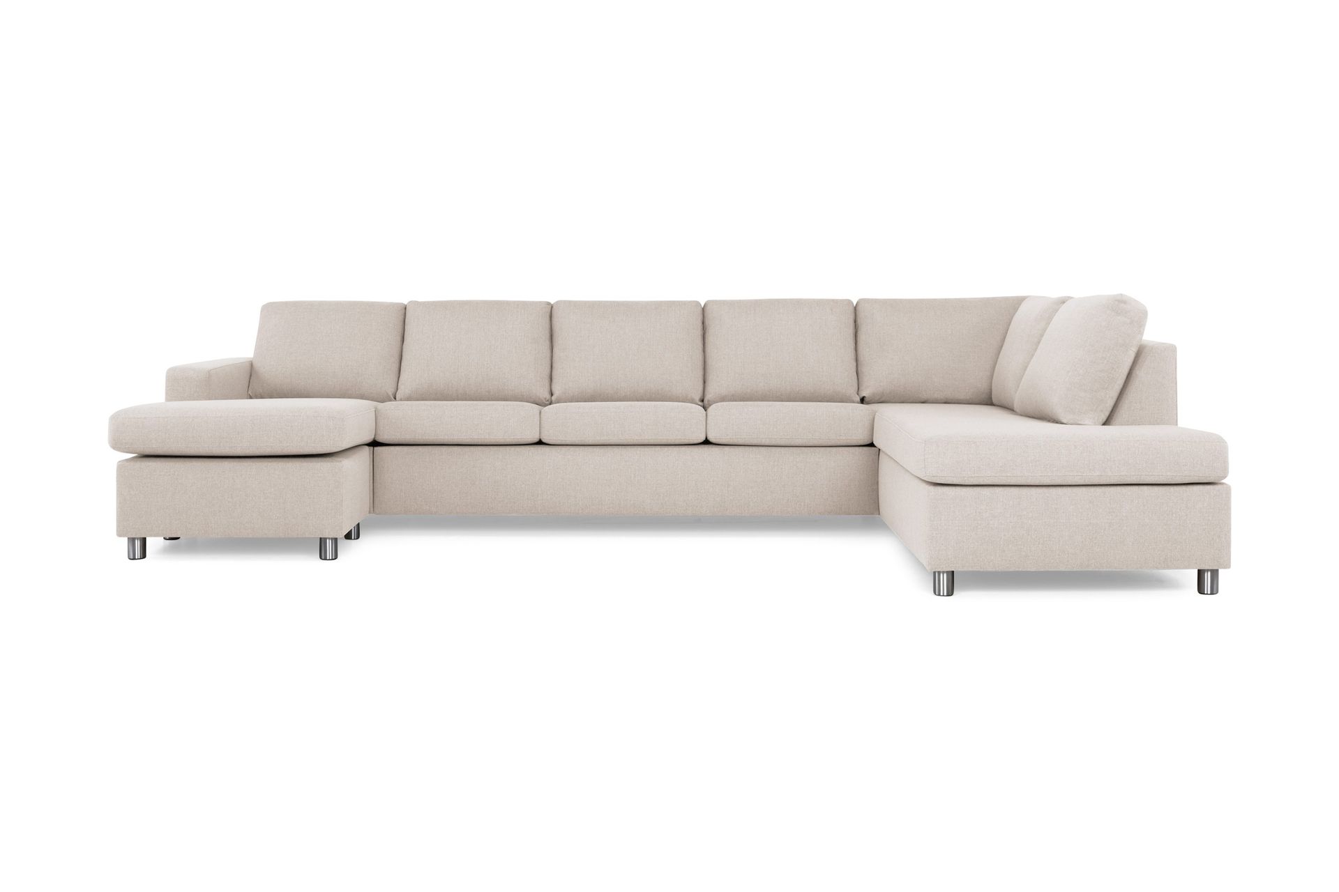 Crazy 5-seters Høyrevendt U-formet X-Large Sofa med Divan og Sjeselong i Stoff - Beige