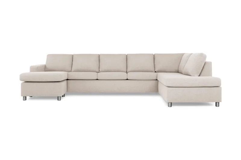 Crazy 5-seters Høyrevendt U-formet X-Large Sofa med Divan og Sjeselong i Stoff - Beige - Møbler - Sofaer - U-sofa