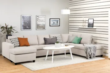 Crazy 5-seters Høyrevendt U-formet X-Large Sofa med Divan og Sjeselong i Stoff - Beige - Møbler - Sofaer - U-sofa
