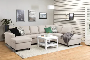Crazy 5-seters Høyrevendt U-formet X-Large Sofa med Divan og Sjeselong i Stoff - Beige - Møbler - Sofaer - U-sofa
