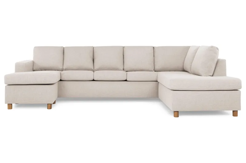 Crazy 5-seters Høyrevendt U-formet X-Large Sofa med Divan og Sjeselong i Stoff - Beige - Møbler - Sofaer - U-sofa
