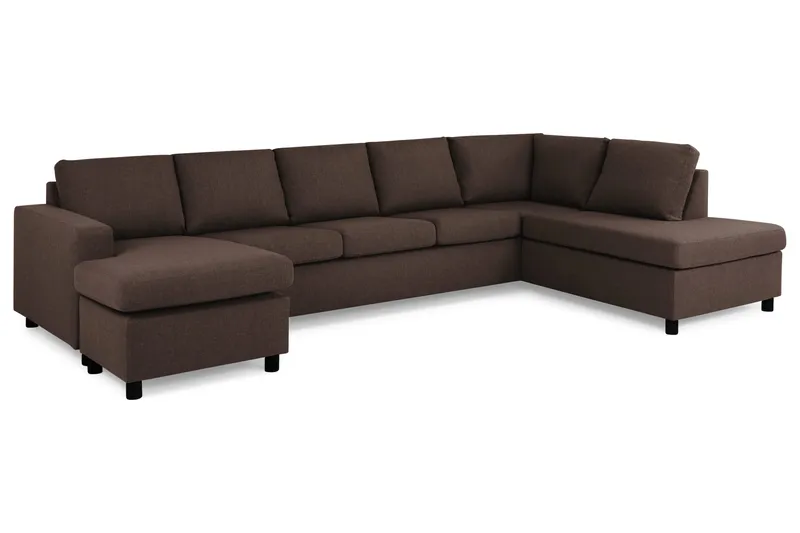 Crazy 5-seters Høyrevendt U-formet X-Large Sofa med Divan og Sjeselong i Stoff - Brun - Møbler - Sofaer - U-sofa