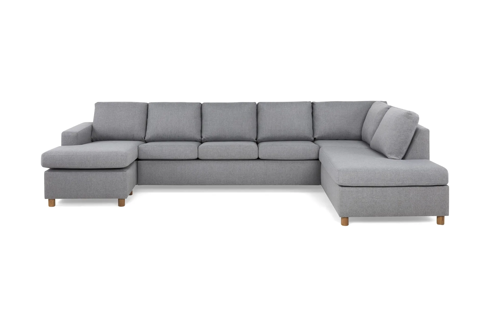 Crazy 5-seters Høyrevendt U-formet X-Large Sofa med Divan og Sjeselong i Stoff - Grå