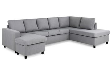Crazy 5-seters Høyrevendt U-formet X-Large Sofa med Divan og Sjeselong i Stoff - Grå - Møbler - Sofaer - U-sofa