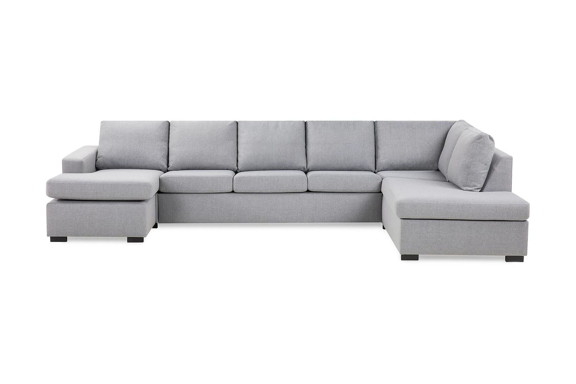 Crazy 5-seters Høyrevendt U-formet X-Large Sofa med Divan og Sjeselong i Stoff - Grå