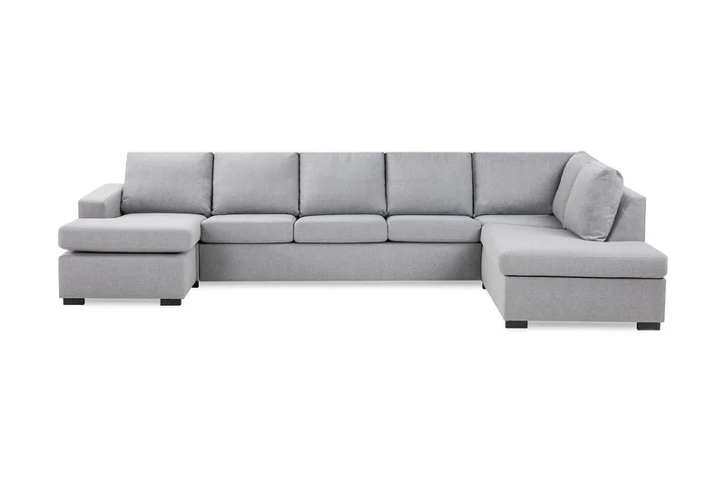 Crazy 5-seters Høyrevendt U-formet X-Large Sofa med Divan og Sjeselong i Stoff, Grå