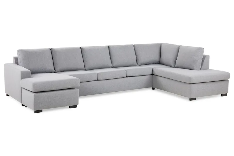 Crazy 5-seters Høyrevendt U-formet X-Large Sofa med Divan og Sjeselong i Stoff - Grå - Møbler - Sofaer - U-sofa