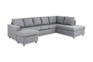 Crazy 5-seters Høyrevendt U-formet X-Large Sofa med Divan og Sjeselong i Stoff - Grå - Møbler - Sofaer - U-sofa