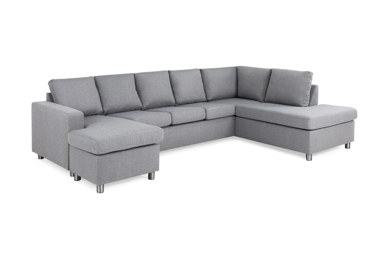 Crazy 5-seters Høyrevendt U-formet X-Large Sofa med Divan og Sjeselong i Stoff - Grå - Møbler - Sofaer - U-sofa