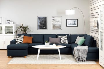Crazy 5-seters Høyrevendt U-formet X-Large Sofa med Divan og Sjeselong i Stoff - Mørkeblå - Møbler - Sofaer - U-sofa