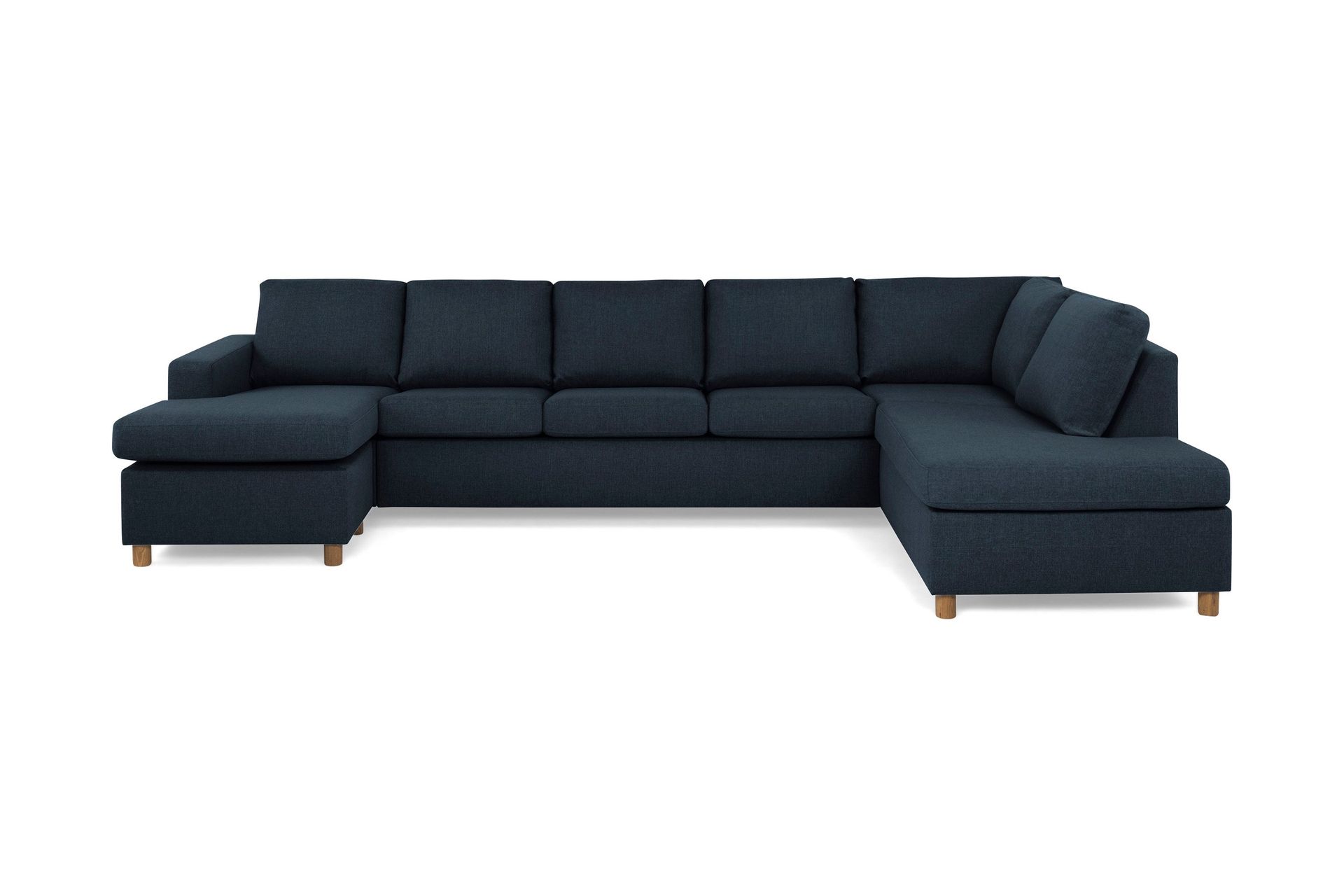 Crazy 5-seters Høyrevendt U-formet X-Large Sofa med Divan og Sjeselong i Stoff - Mørkeblå