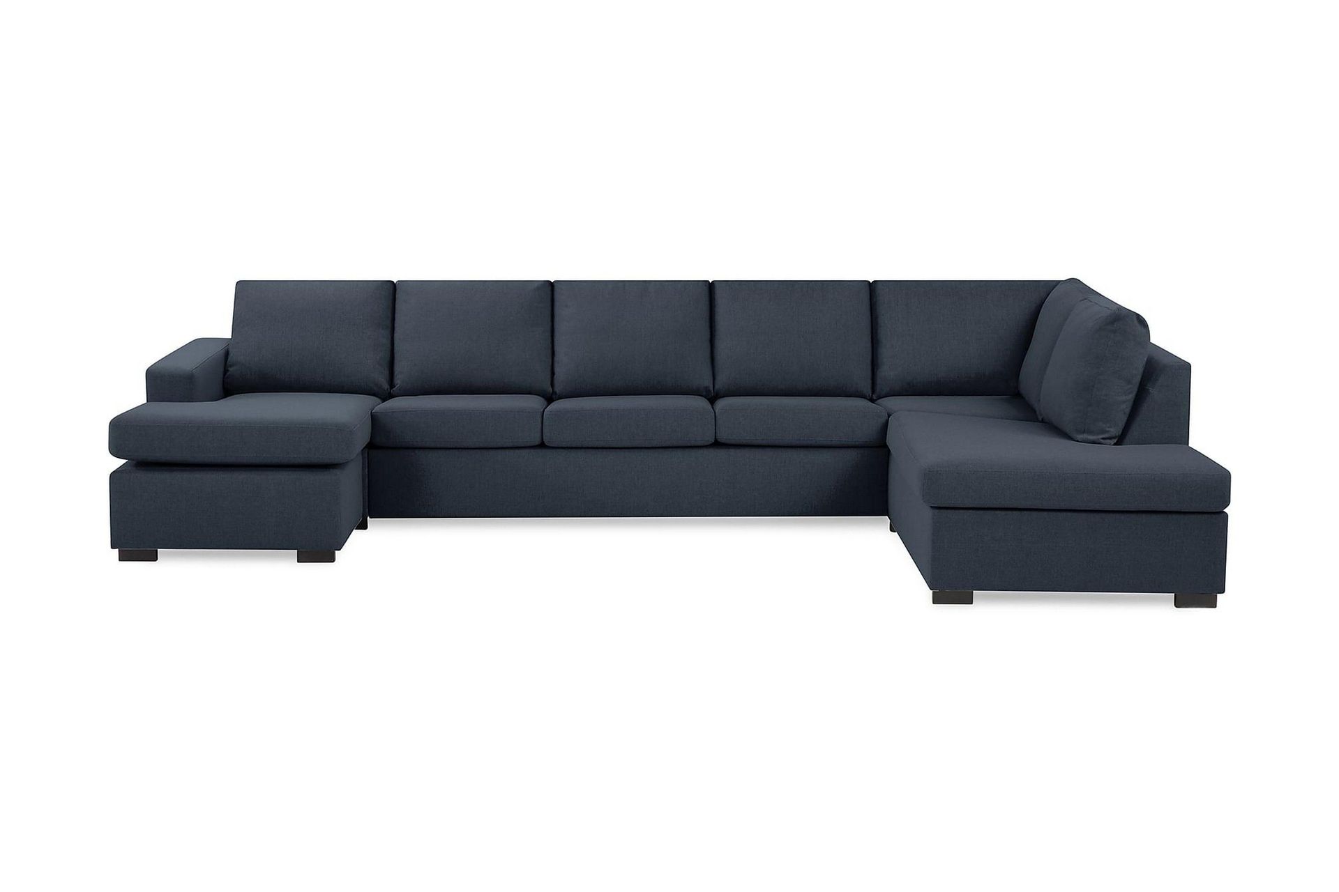 Crazy 5-seters Høyrevendt U-formet X-Large Sofa med Divan og Sjeselong i Stoff - Mørkeblå