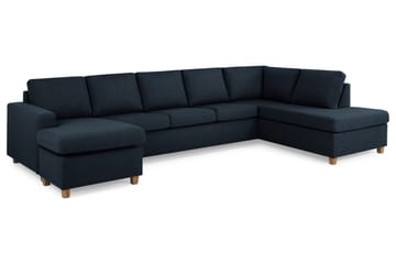 Crazy 5-seters Høyrevendt U-formet X-Large Sofa med Divan og Sjeselong i Stoff - Mørkeblå - Møbler - Sofaer - U-sofa