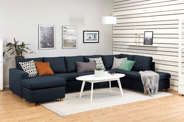 Crazy 5-seters Høyrevendt U-formet X-Large Sofa med Divan og Sjeselong i Stoff - Mørkeblå - Møbler - Sofaer - U-sofa