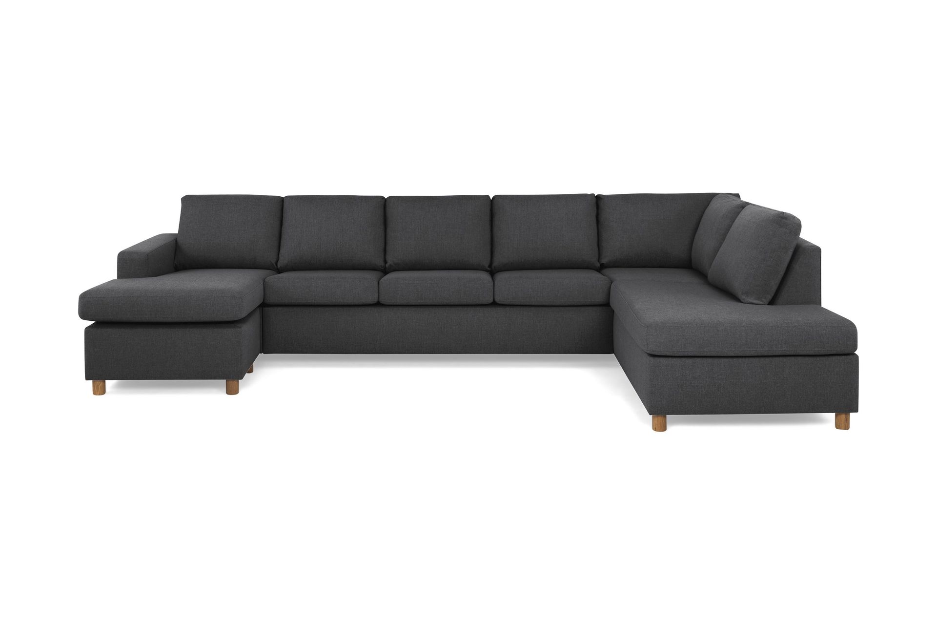 Crazy 5-seters Høyrevendt U-formet X-Large Sofa med Divan og Sjeselong i Stoff - Mørkegrå