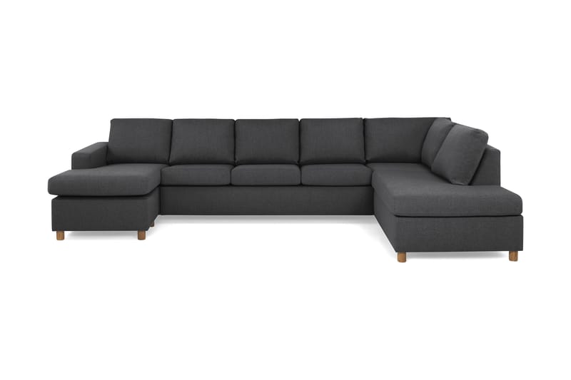 Crazy 5-seters Høyrevendt U-formet X-Large Sofa med Divan og Sjeselong i Stoff - Mørkegrå - Møbler - Sofaer - U-sofa
