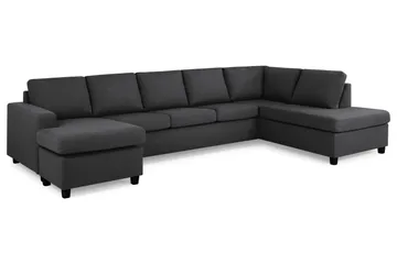 Crazy 5-seters Høyrevendt U-formet X-Large Sofa med Divan og Sjeselong i Stoff - Mørkegrå - Møbler - Sofaer - U-sofa