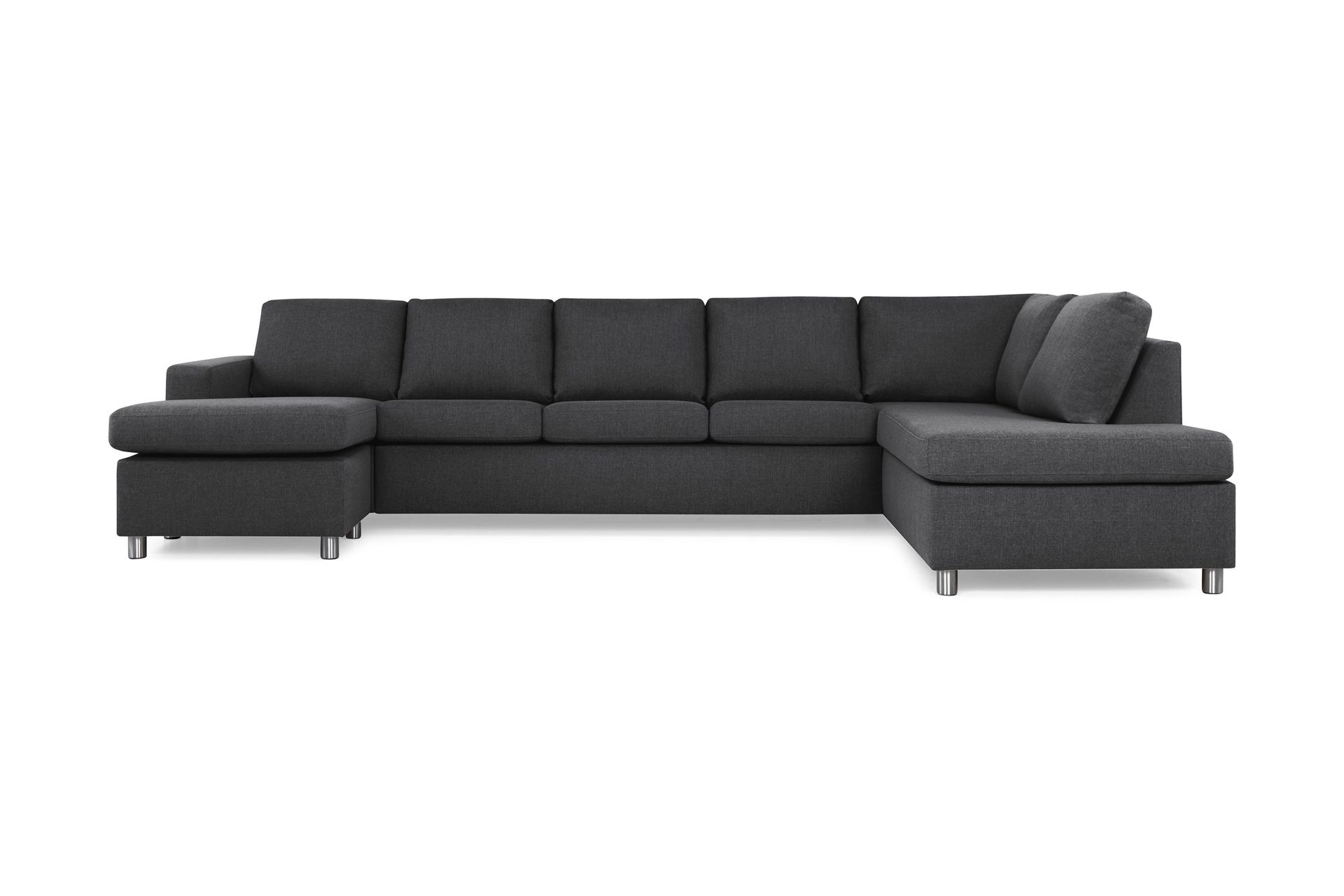 Crazy 5-seters Høyrevendt U-formet X-Large Sofa med Divan og Sjeselong i Stoff - Mørkegrå
